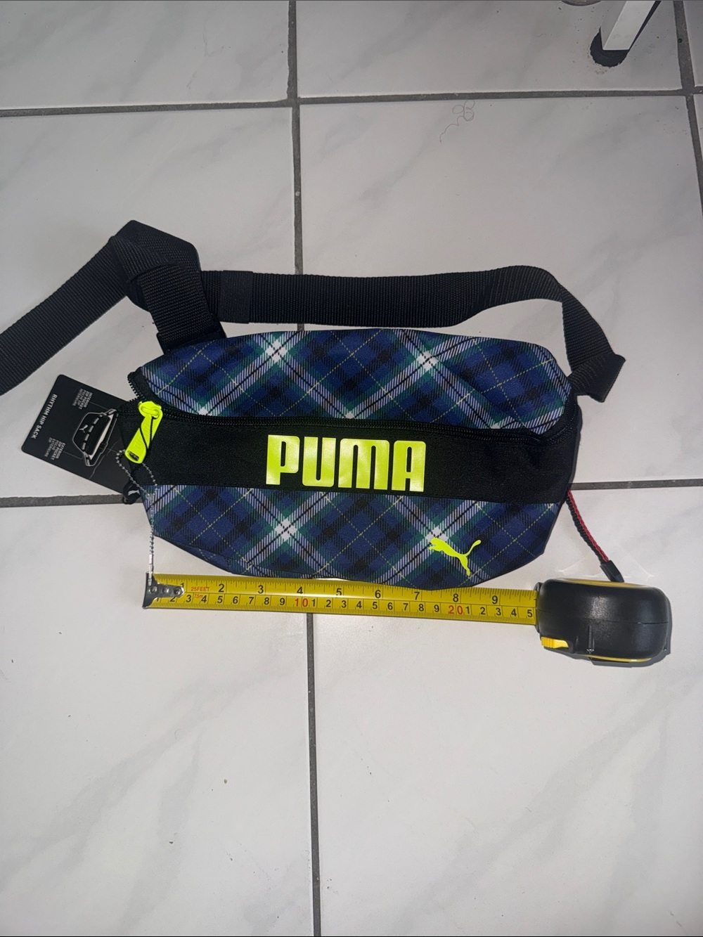 PUMA Neon Accent Blue Plaid Waist Pack